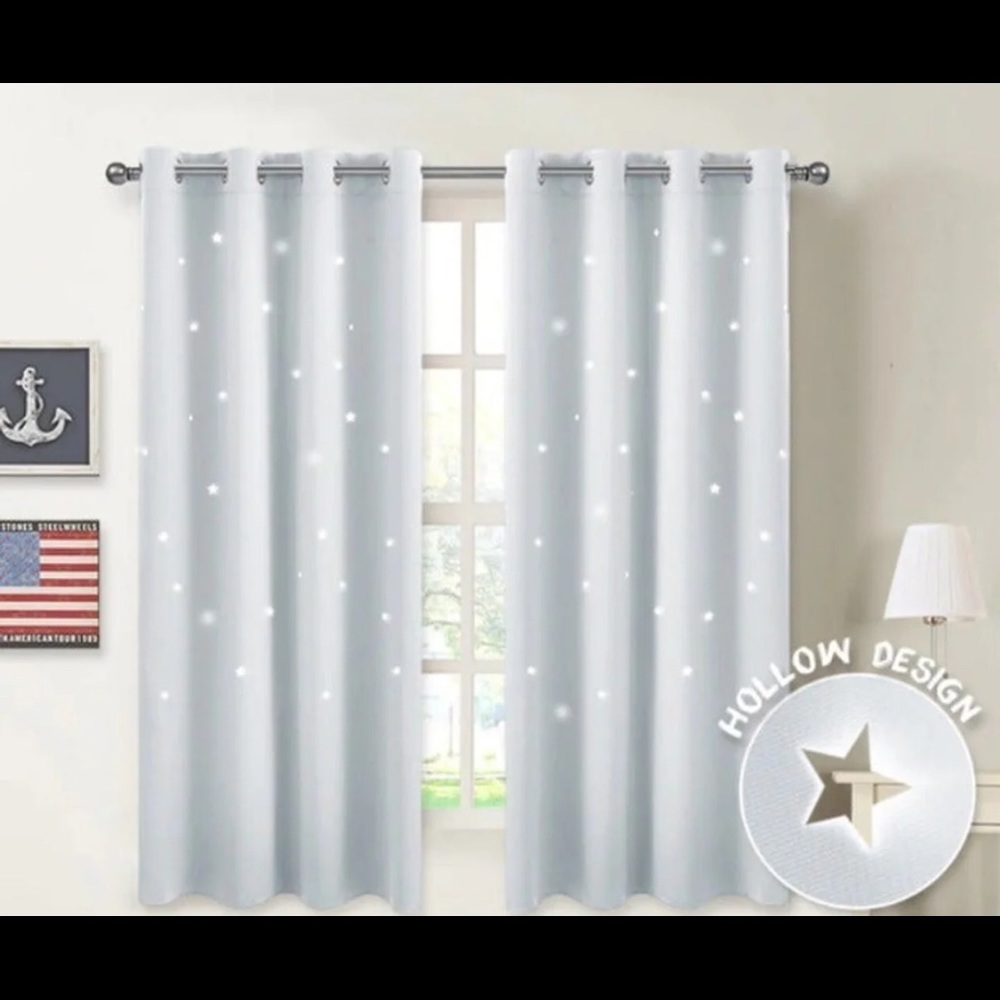 New 2 Panel 84" Curtains Star Cutouts